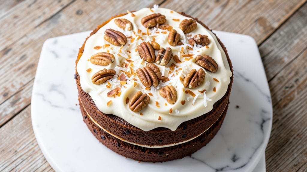 Baker's German Chocolate Cake with Coconut Pecan Frosting Recipe: Toasted Nut-Cocoa Swirls That Never Separate