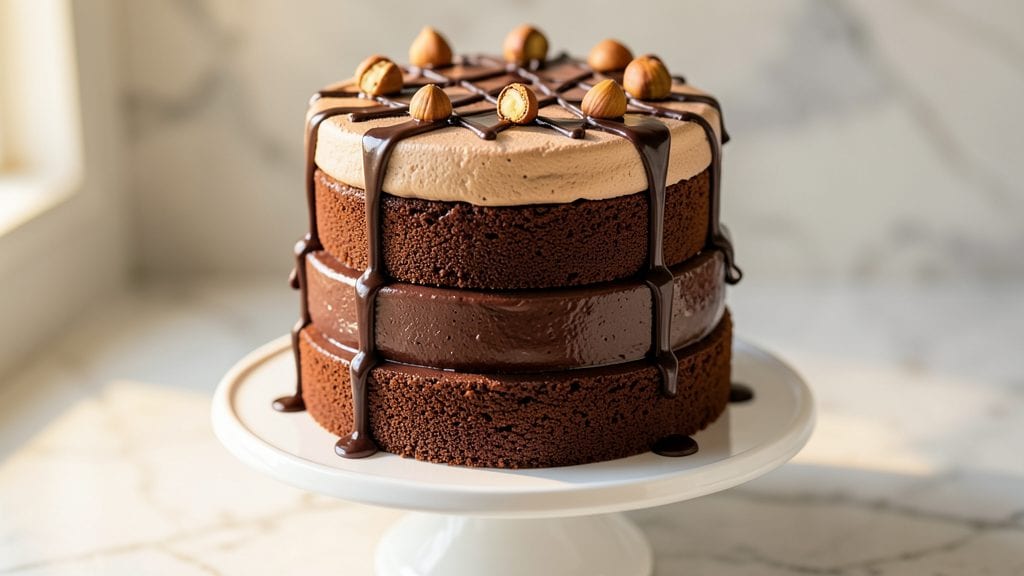 Chocolate Layered Mousse Cake Recipe: Fudgy Ganache Base With Light Airy Swirls